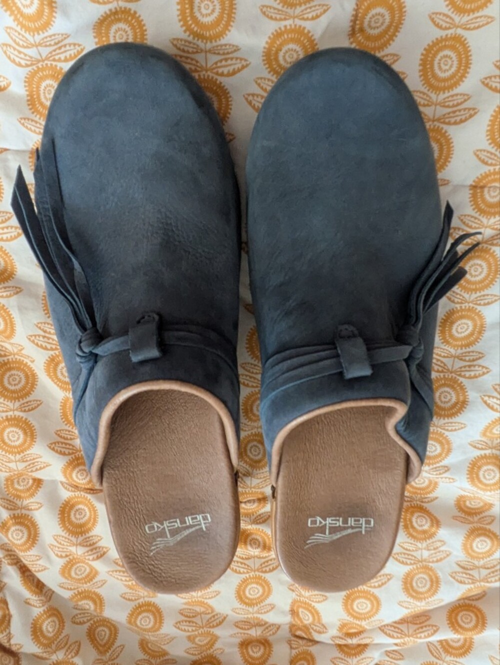 Dansko Navy Blue Suede Clogs